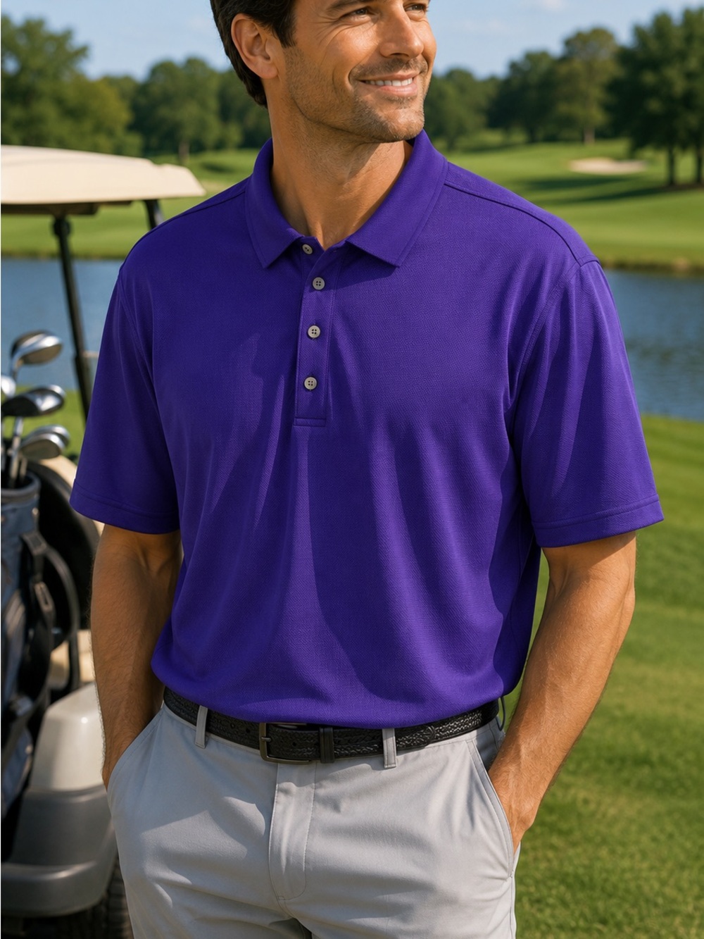 Puma Men's Deep Purple Short-Sleeve Polo